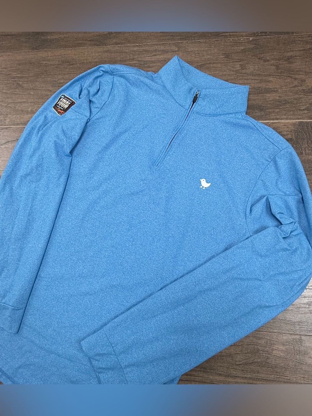 Bad Birdie Sweatshirt Womens XL Blue Stretch 1/4 Zip Golf NCAA Final Four Patch